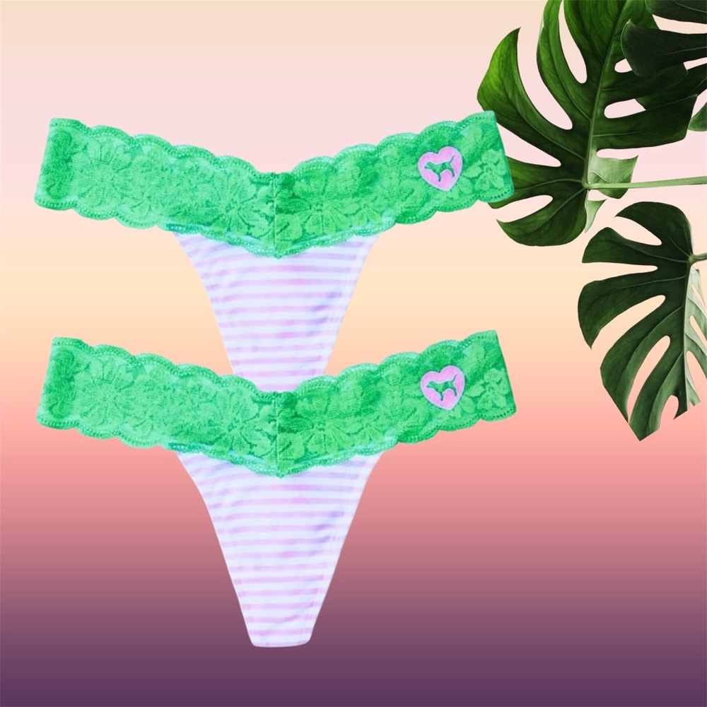 NWT X-Large VS PINK ORIGINALS LACE THONG SET OF 2